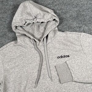 Adidas Hoodie Mens Small Gray Pullover Sweatshirt OV9001 FL6310 Athletic Logo